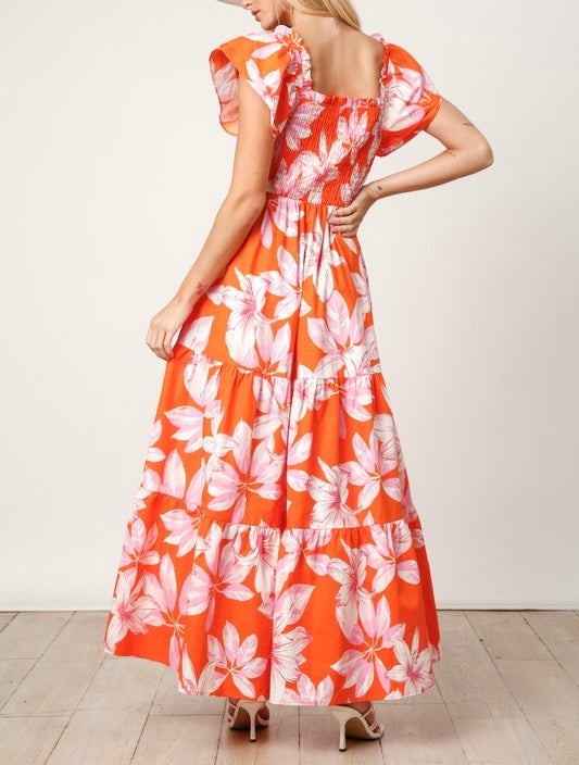 Floral Print Poplin Maxi Dress