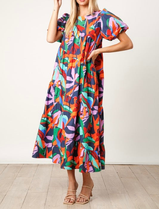 Tropical Poplin Maxi Dress