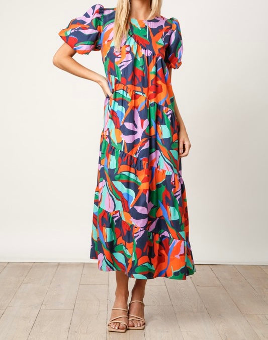 Tropical Poplin Maxi Dress