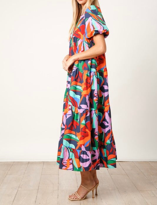 Tropical Poplin Maxi Dress