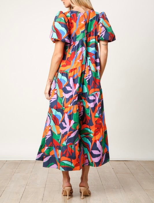 Tropical Poplin Maxi Dress