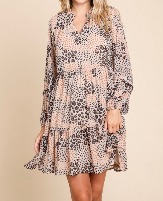 Print Chiffon Tiered Short Dress