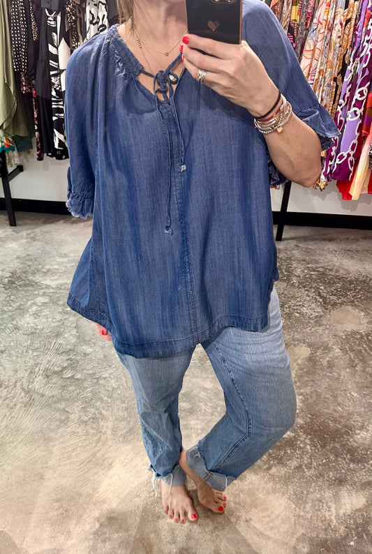 1XL - Curvy Dark Denim Top