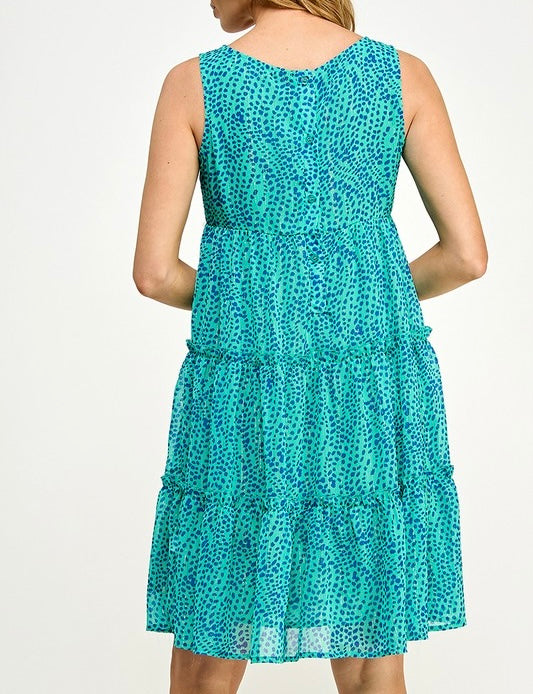 Dot Print Sleeveless Short Dress