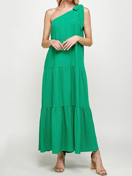 Apple Green One Shoulder Maxi Dress