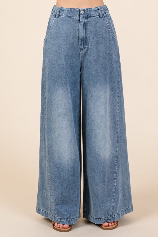 Denim Wide Leg Pants