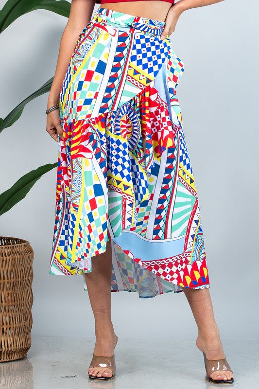 Pre Order - Abstract Tribal Wrap Skirt