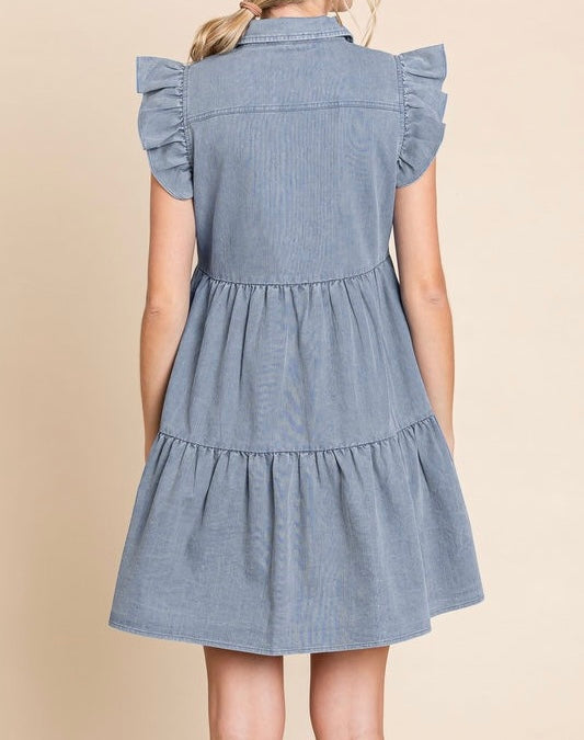 Denim Pockets Short Dress