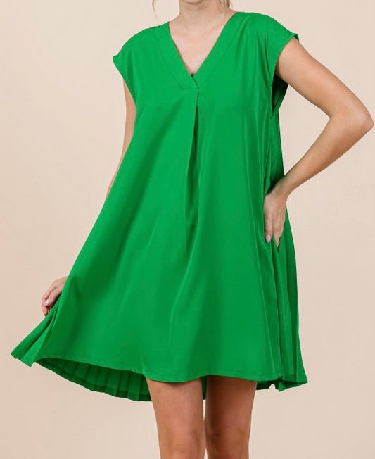 Kelly Green Solid Short Dress