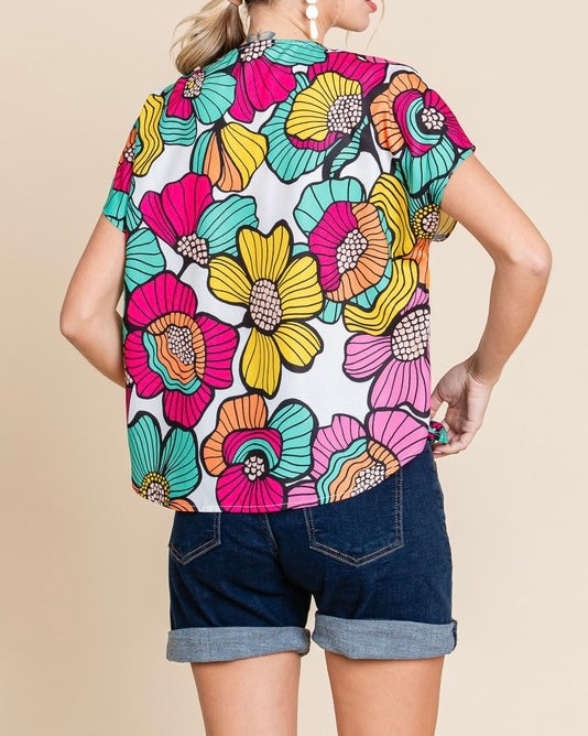 Flower V-Neck Top