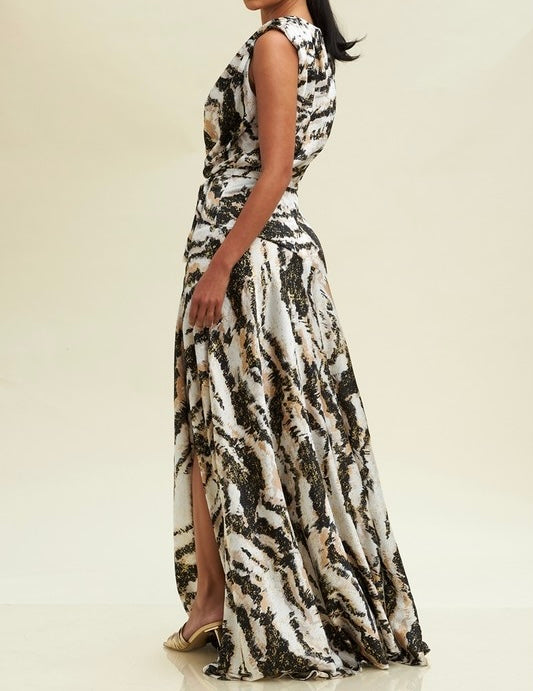 Metallic Semi Formal  Maxi Dress