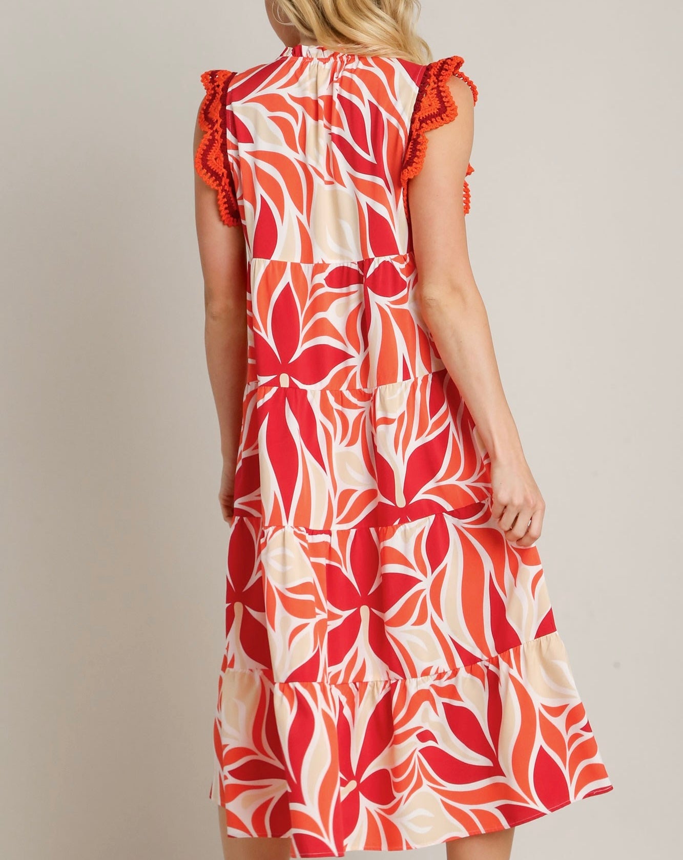 Red Mix Print  Maxi Dress