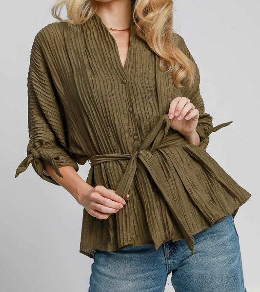 Olive Collared Top