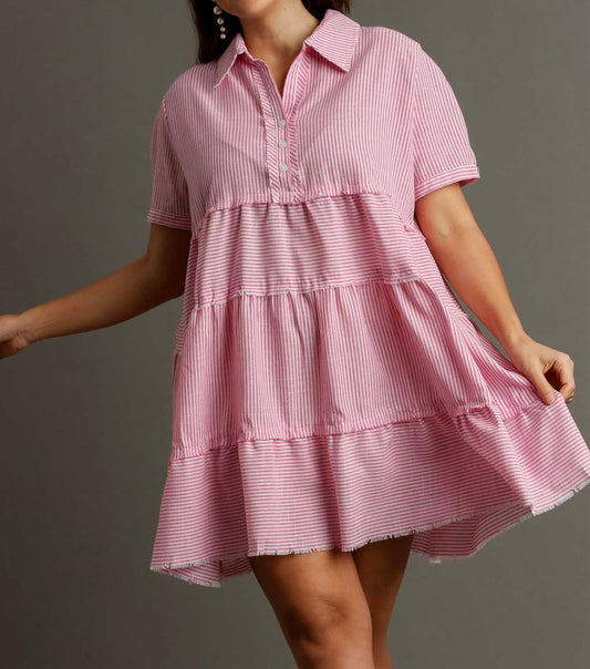 Curvy Stripped Print Short Dress