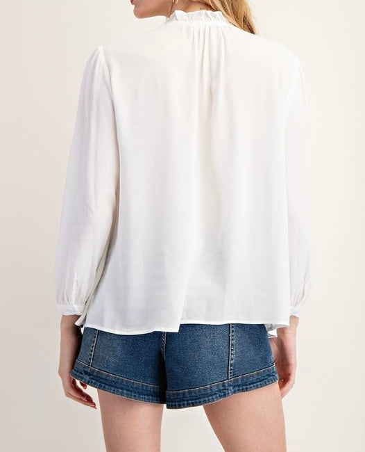 Off White V Neck Top