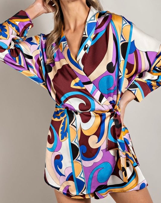 Print Wrap Romper