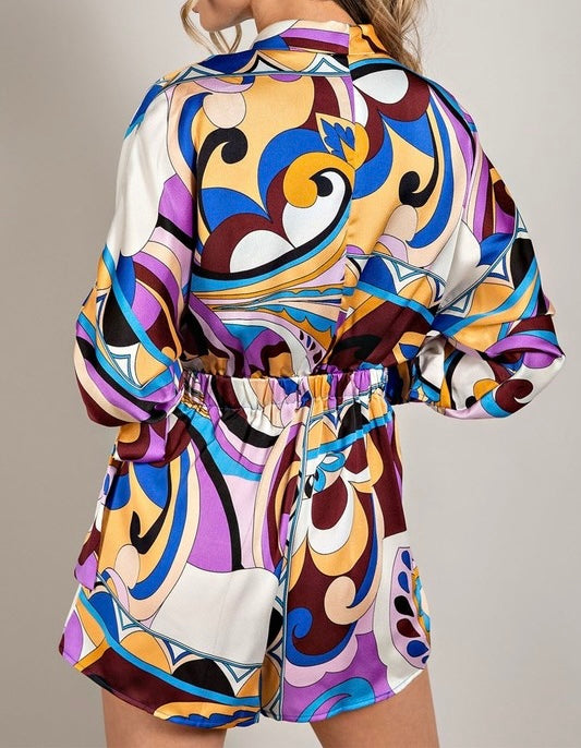 Print Wrap Romper