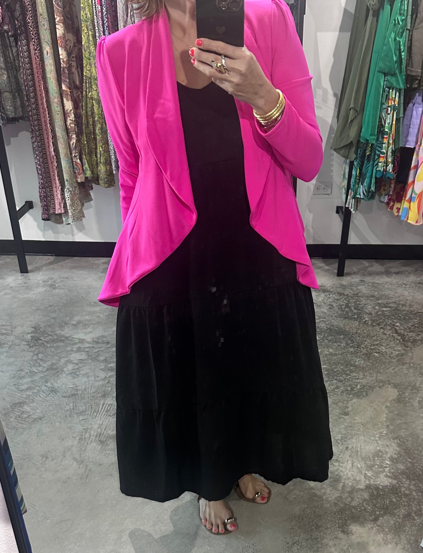 Hot Pink Asymmetric Blazer Top