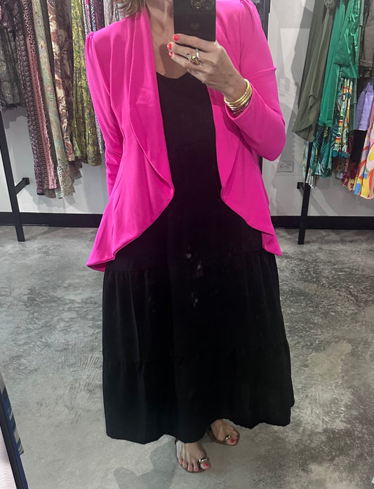 Hot Pink Asymmetric Blazer Top
