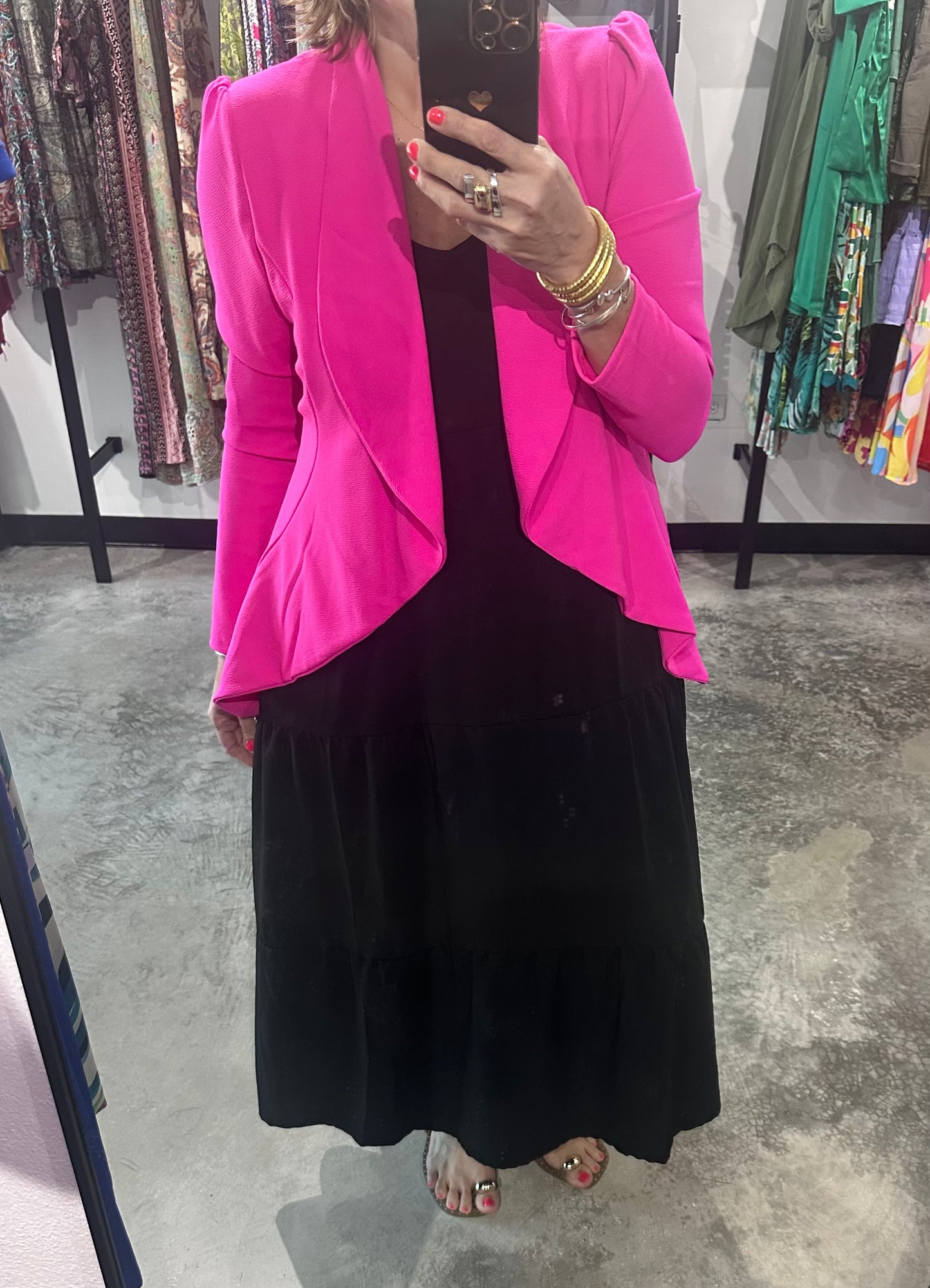 Hot Pink Asymmetric Blazer Top