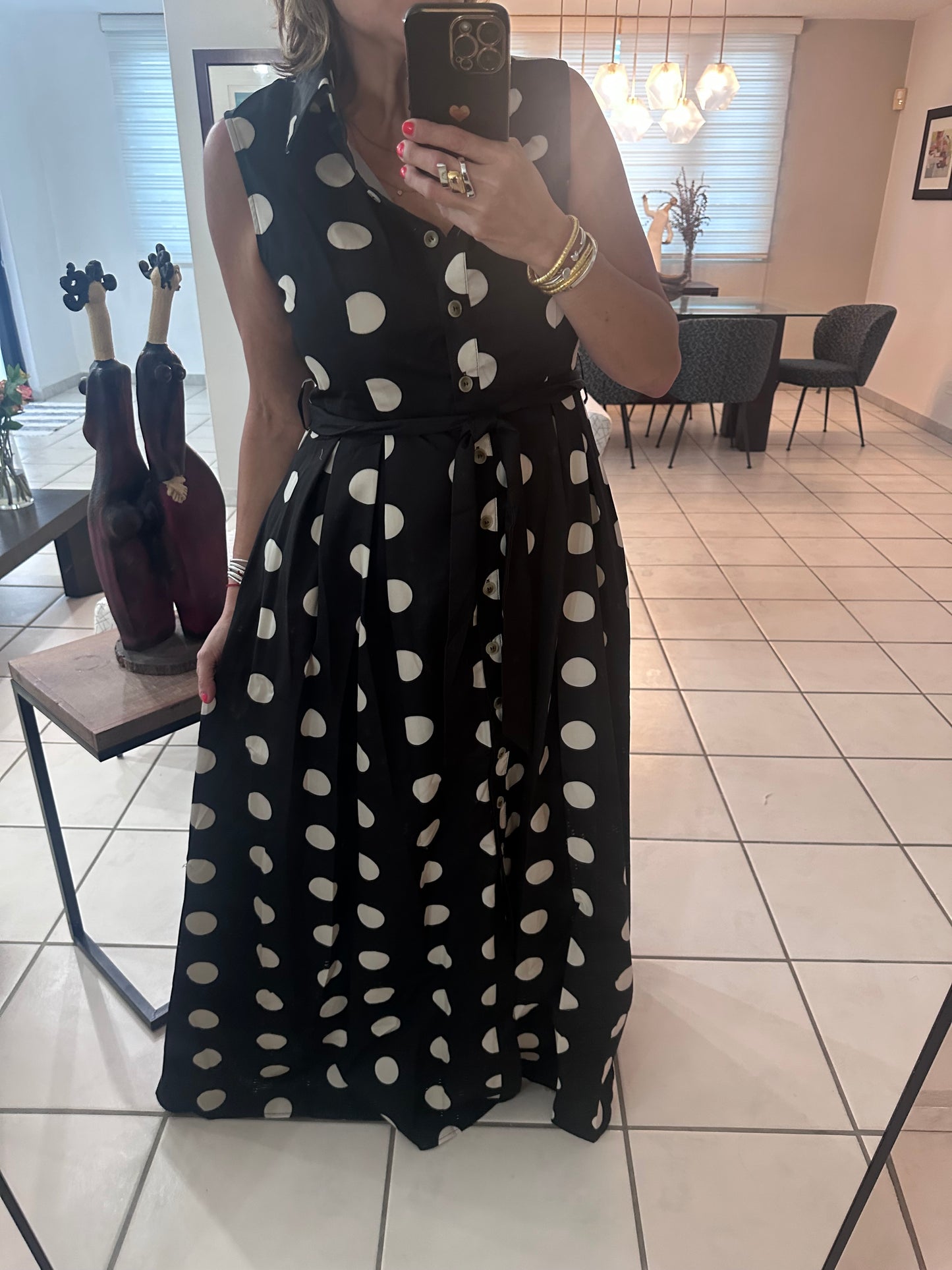 Polka Dot Botton Down Maxi Dress