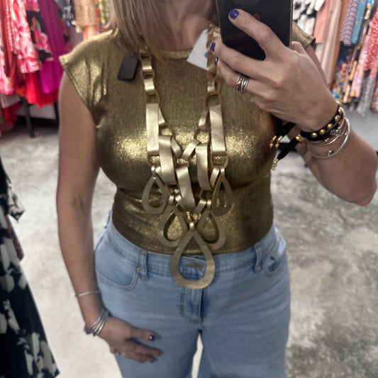 Gold Open Back Top