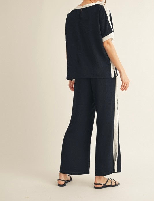 Solid Stripe Dolman Pant Set