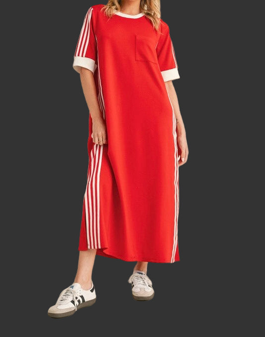 Sporty Red Maxi Dress