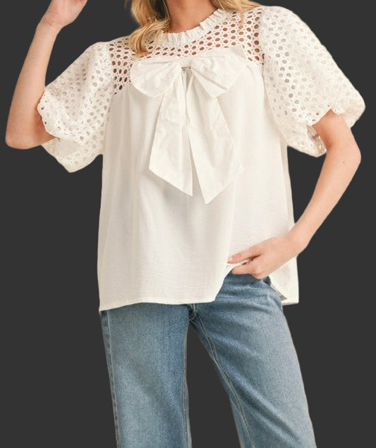 White Eyelet Top