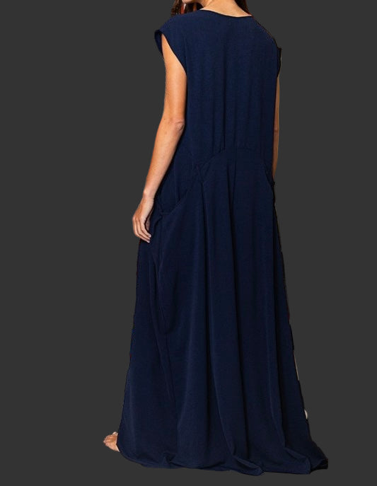 Navy Button Up Wide Leg Jumpsuit