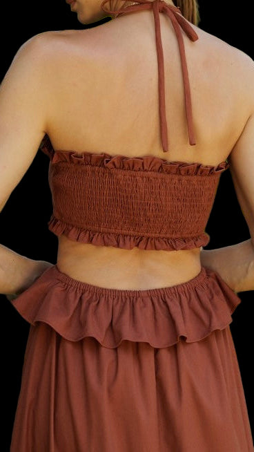 Cut Out Ruffle Maxi Dress