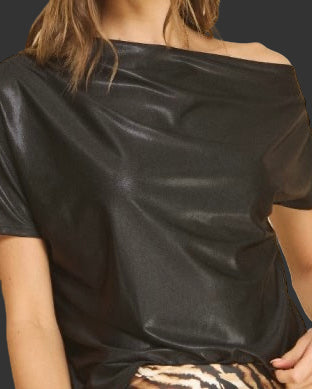 Metallic One Shoulder Sleeve Top