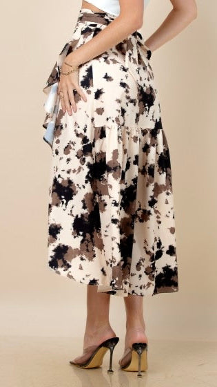Abstract Cow Wrap Skirt