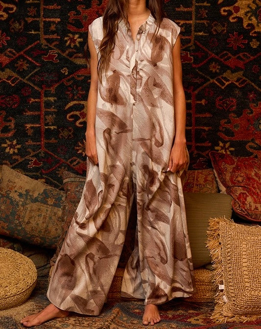 Taupe Wide Multi Leg Jumpsuit