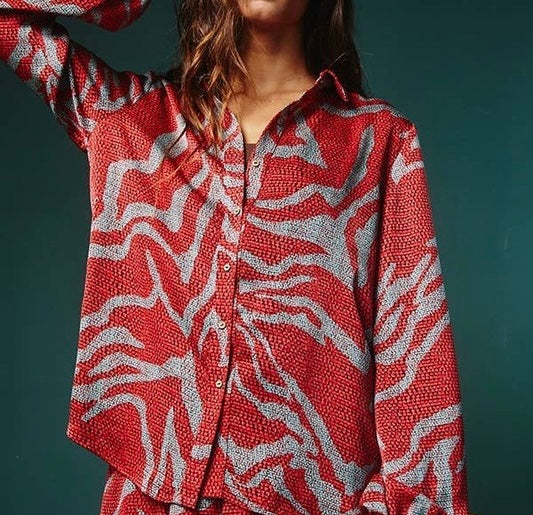 Print Button-Up Top