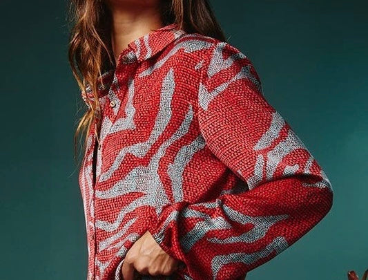 Print Button-Up Top