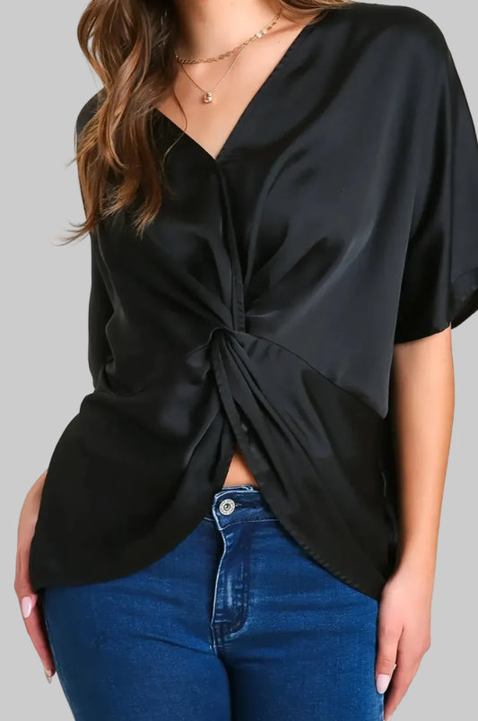 Satin V Neck Top