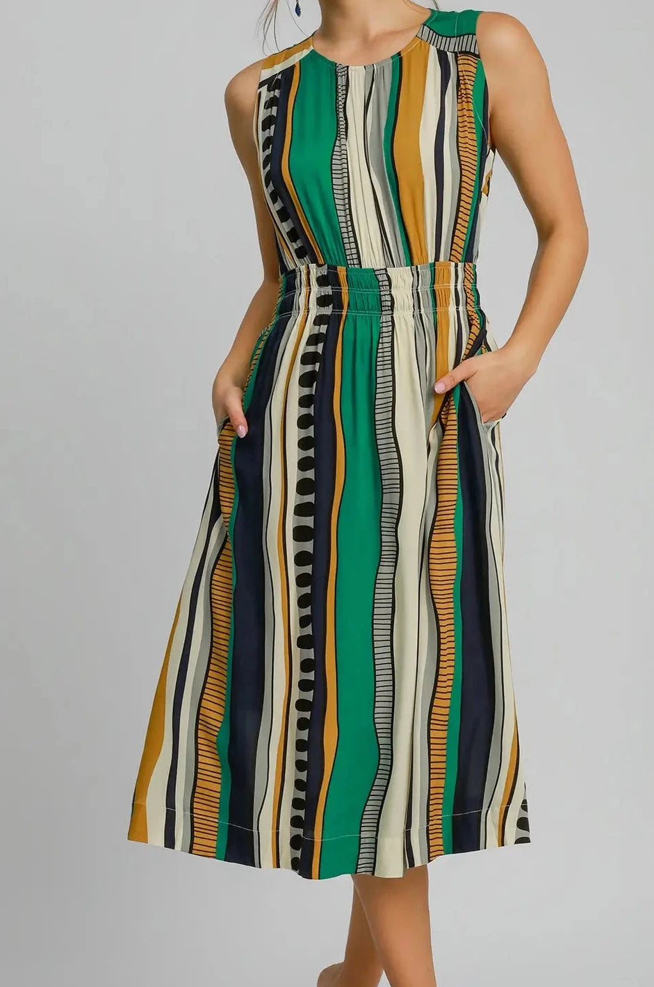 Abstract Print Midi Dress