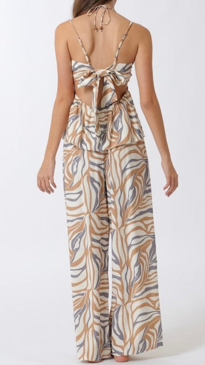 Pre Order - Adjustable Strap Tone with White Leg Pant Set