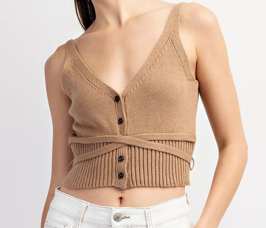 Sleeveless V neck Crop Top