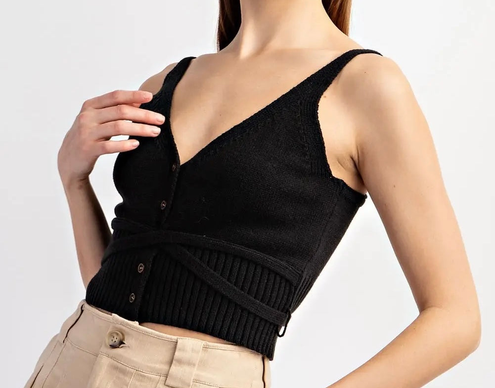 Sleeveless V neck Crop Top