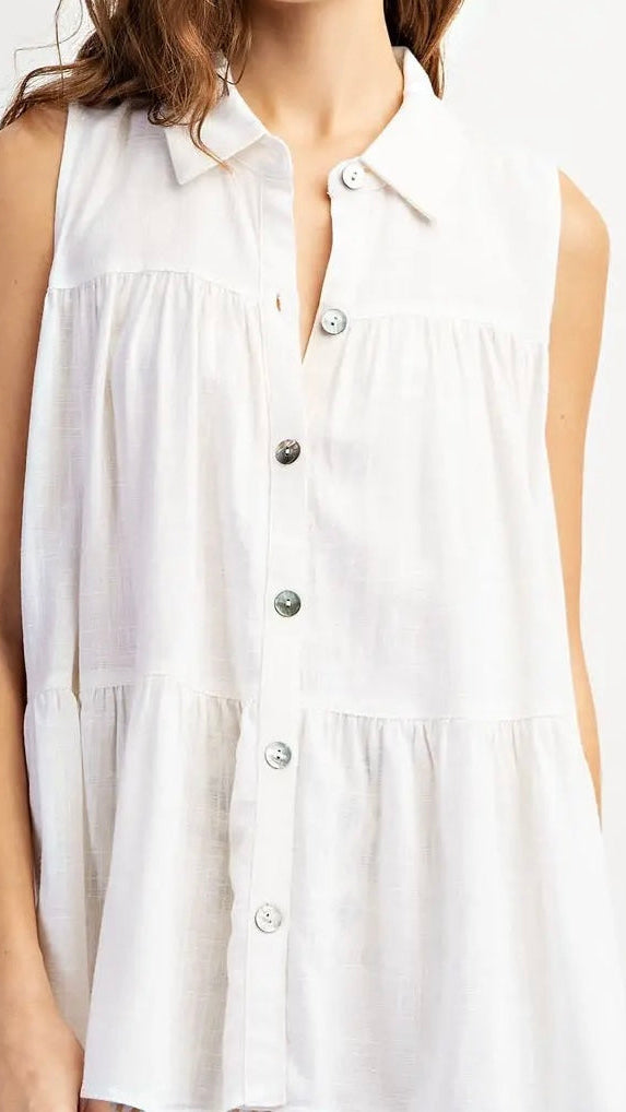 Off White Tiered Loose Fit Top