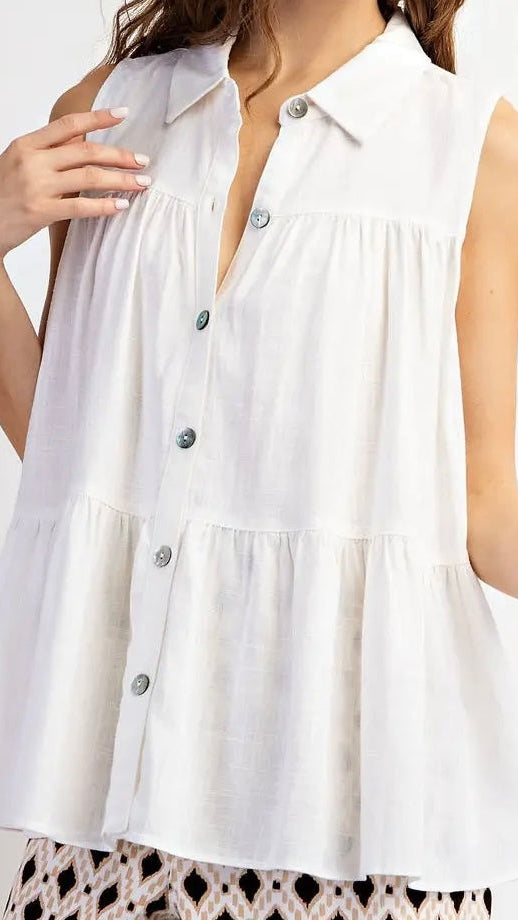 Off White Tiered Loose Fit Top