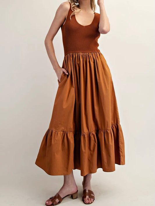 Sleeveless Ribbed Midi Dress