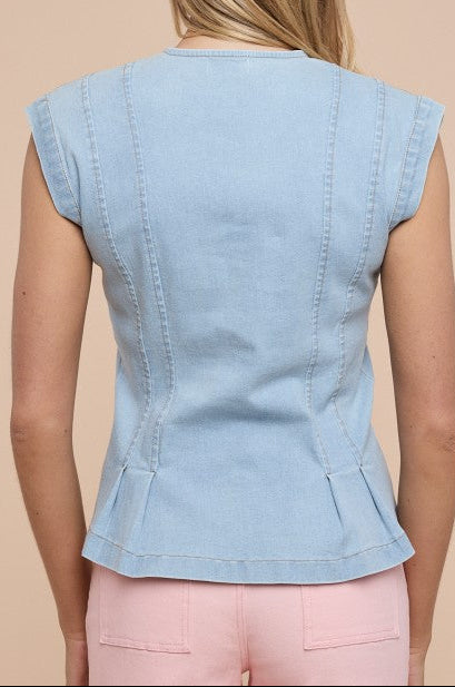 Pleated Button Down Top