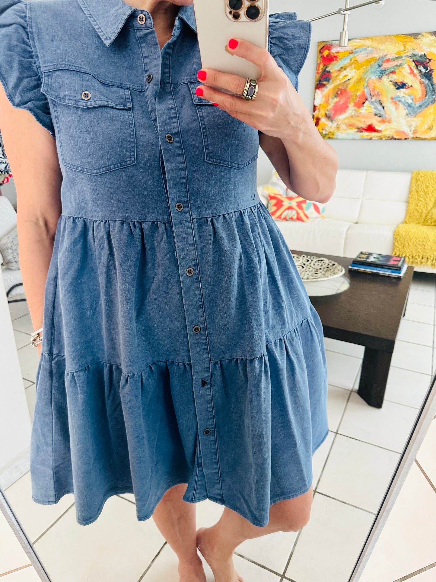 Denim Pockets Short Dress