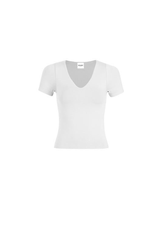 One Size - V Neck Short Sleeve Invisible Basic Top
