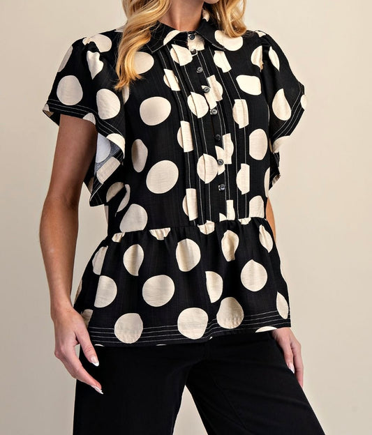 Polka Dot Ruffle Top