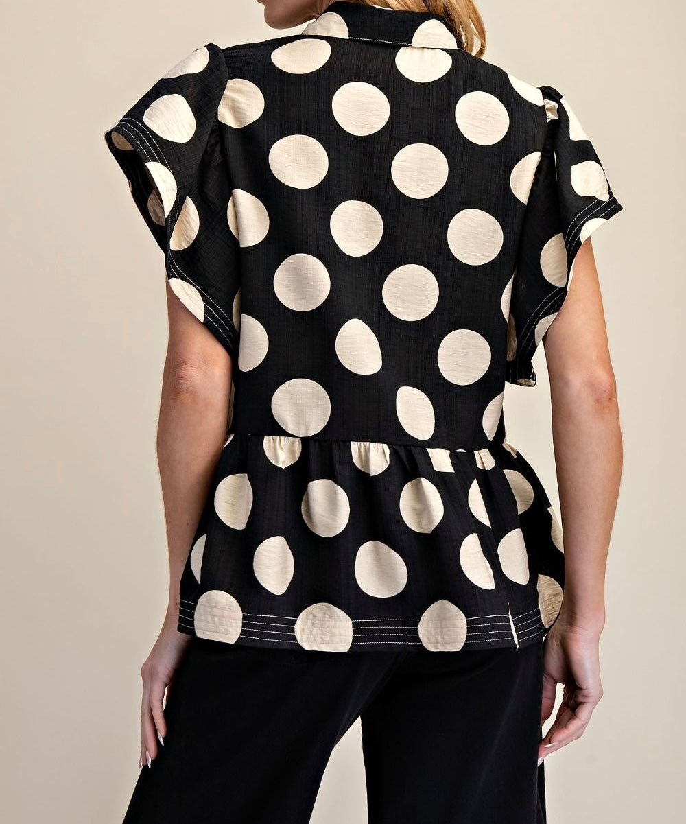 Polka Dot Ruffle Top