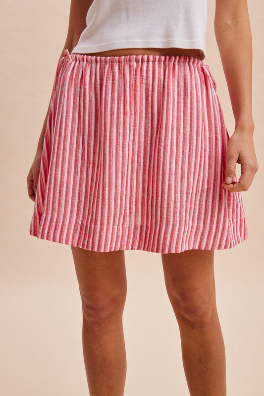 Striped Linen Skort